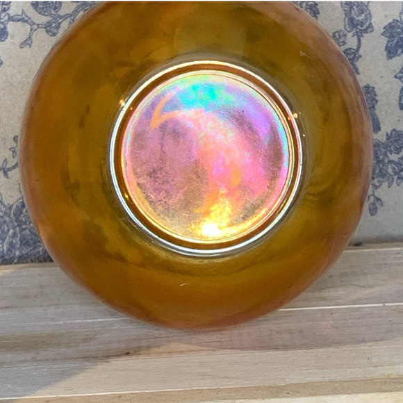 Vintage Carnival Glass Pear Covered Candy Dish Marigold - Picture 8 of 11